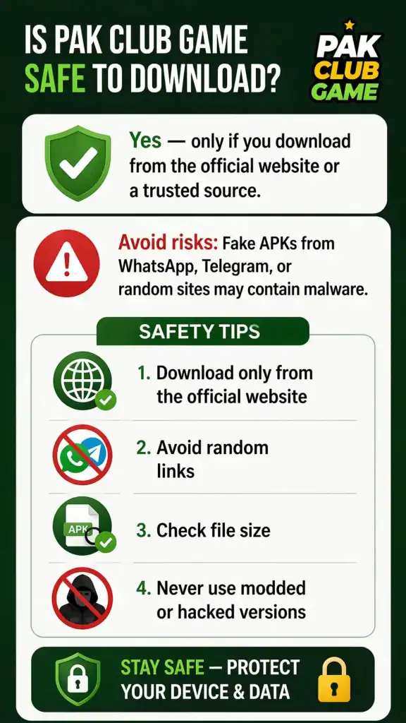 Pak Club Game download safety tips and precautions for secure gaming.